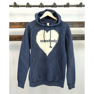 Vintage Wash Hoodies with White Heart Graphic - Somebody Apparel